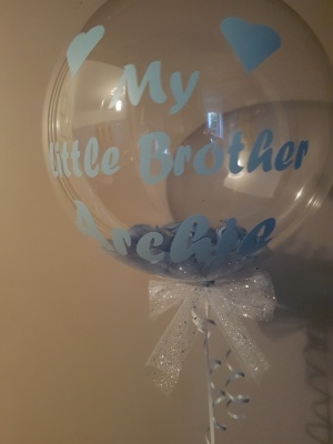 Personalised bubble balloon blue "My Litttle Brother"
