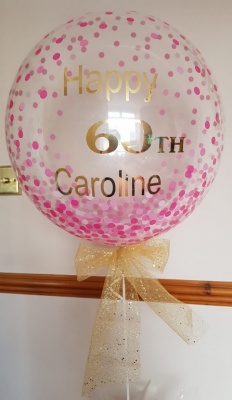 Personalised Bubble Balloon Pink Confetti Birthday