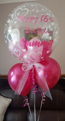 Personalised bubble balloon with extra Helium Balloons