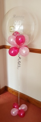 80th Mum Personalised Bubble Balloon, Balloons under and base